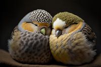 Schattige Vogels samen lekker aan het slapen