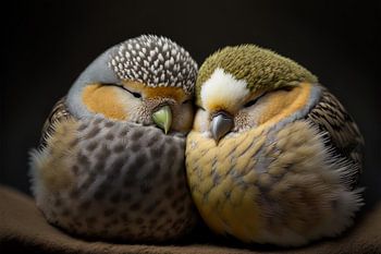 Bezaubernde Vögel schlafen schön zusammen