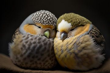 Schattige Vogels samen lekker aan het slapen van Surreal Media