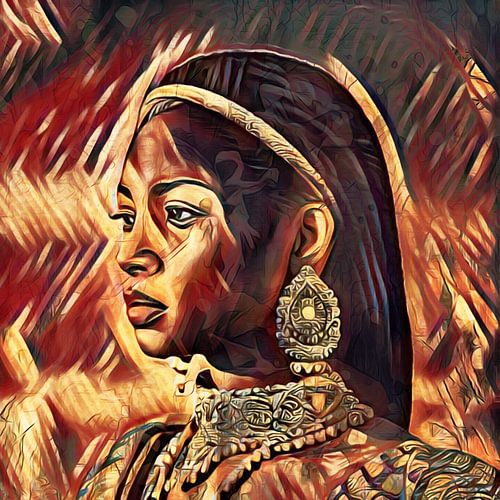 Afrikaanse prinses - serie van zes werken in dezelfde stijl 3 van 6