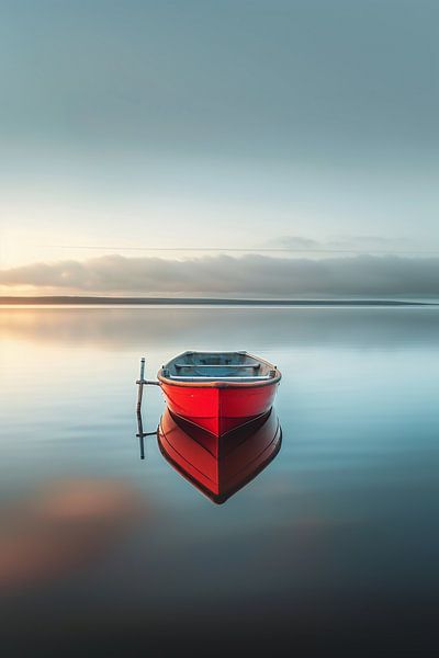 Minimalistisches Boot auf Wasser von fernlichtsicht