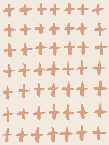 Minimalistisch abstract patroon met kruisjes in brons op wit