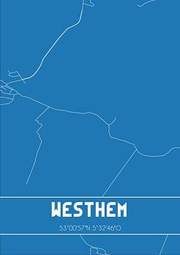 Blaupause | Karte | Westhem (Fryslan) von Rezona