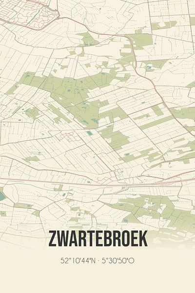 Alte Landkarte von Zwartebroek (Gelderland) von Ortsdrucke