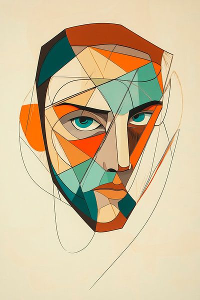 Geometrische ziel - kleurenspel van een masker van Poster Art Shop