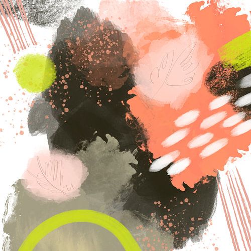 Pretty sweet and a bit dark, mixed-media abstract van De Schildertuin