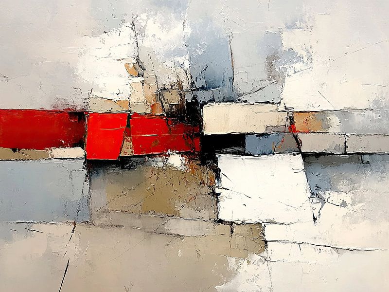 Red White Abstract by Zen and More
