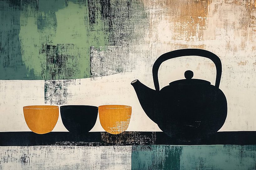 Teapot and cups silhouette art by Imperial Art House
