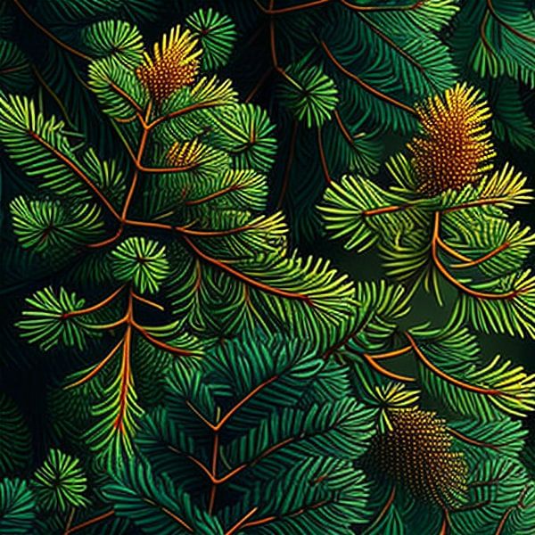 Élégant motif de branches de sapin persistantes par Vythryd Arts