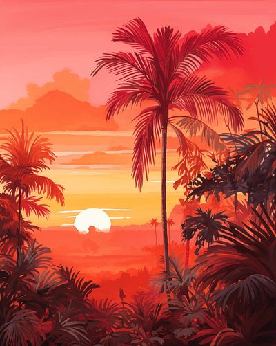 Sunset Flora - Mediterranean sunset with botanical silhouettes