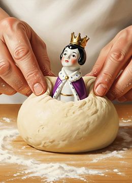 Hands hiding bean figurine in galette des rois dough by Markus Gann