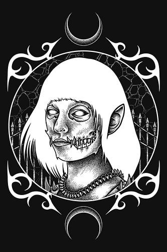 La sorcière zombie gothique brodée