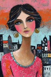 Angkor Wat | Woman in Pink by Abstract Painting