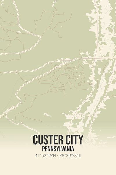Vintage map of Custer City (Pennsylvania), USA. by Prints of Place