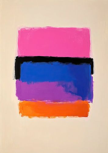 Minimalisme Abstract Schilderij Roze Oranje Zwart Blauw