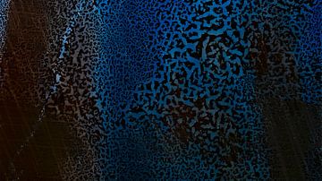 Moderne surrealistische abstractie met organische textuur in blauw brons van Mad Dog Art