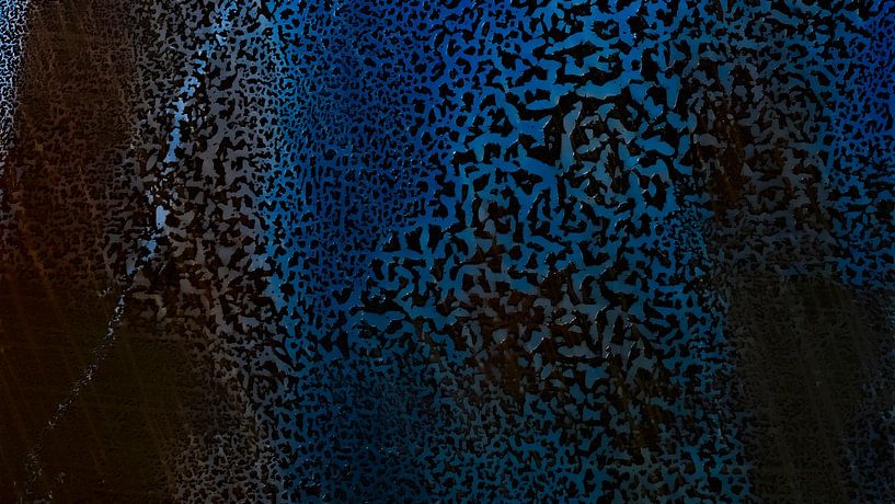Modern surrealism abstraction with organic texture in blue bronze by Mad Dog Art