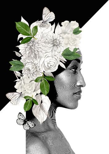 Grafisch hoofd in zwart wit