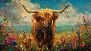 Schotse Hooglanders: Het Bloemenveld