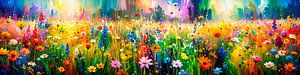 Ein echter Blickfang! Panorama-Blumenfeld in der warmen Sommersonne