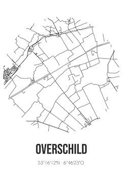 Overschild (Groningen) | Landkaart | Zwart-wit van MijnStadsPoster