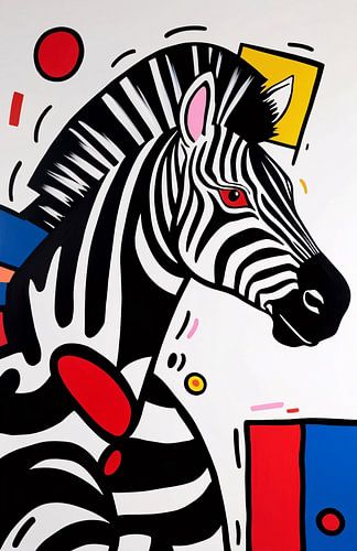 Kleurrijke zebra Pop Art schilderij