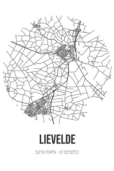 Lievelde (Gelderland) | Map | Black and white by Prints of Place