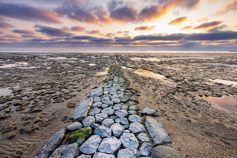 Coucher de soleil Mer des Wadden Frise par Hilda Weges