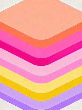 Modern Minimalist Abstract Vibrant - Retro Geometric Chevron Art Print by Minggu Galeri