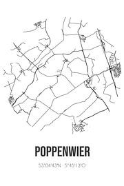 Poppenwier (Fryslan) | Karte | Schwarz und weiß