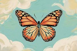 Vlinder in blauwe lucht van Imperial Art House