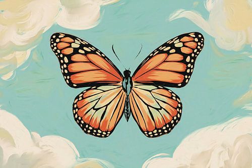 Butterfly in blue sky