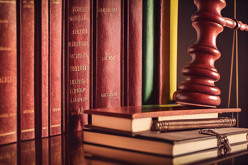 Bücher mit Richterhammer des Gesetztes von Animaflora PicsStock