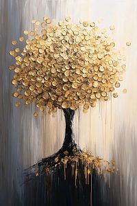 Goldener Baum mit Münzblättern