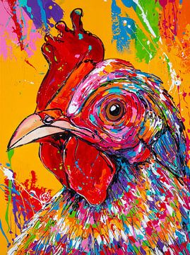 Chicken in yellow by Happy Paintings