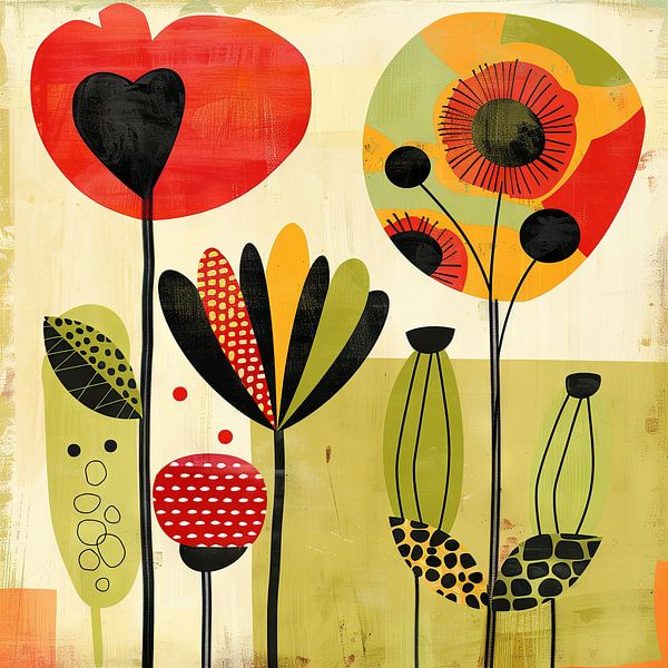 Lively flower illustration by Poster Art Shop