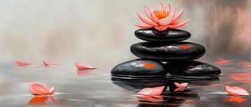 Lotusbloesem op stenen - Zen-harmonie van Poster Art Shop