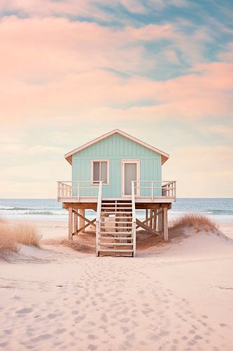 Zonsondergang op een Pacifisch strand