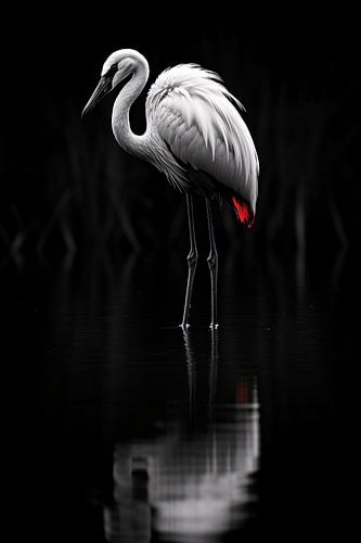 Minimalistisches Vogel Portrait in Schwarz-Weiß