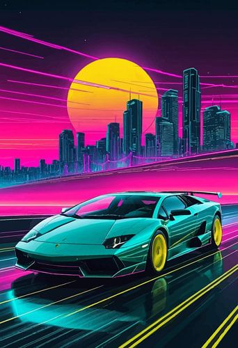 Lamborghini Murciélago - Synthwave Neon