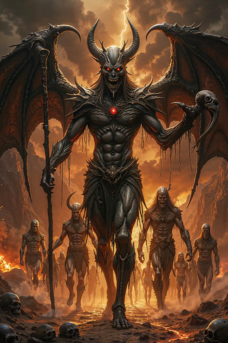 Dark Fantasy Gothic Wall Art: VALKORADON - The Demon as Leader of the Horde of the Undead
