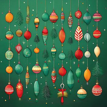 Bunte Weihnachtsdekoration auf Grünzeug