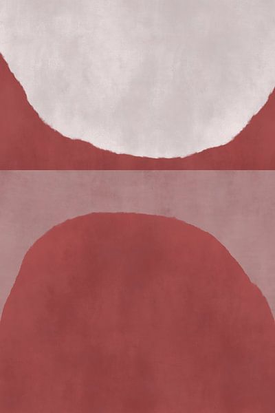 Retro veelkleurige abstracte vormen uit de jaren 70. Warm bruin en gebroken wit. van Dina Dankers
