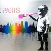 Banksy Hommage Litte Boy Brush Skyline - Love Paris von Team W 32 Gallery
