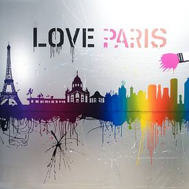 Banksy Hommage Litte Boy Borstel Skyline - Hou van Parijs van Team W 32 Gallery