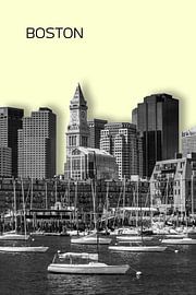 BOSTON Skyline | Graphic Art | gelb von Melanie Viola