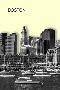 BOSTON Skyline | Graphic Art | jaune sur Melanie Viola