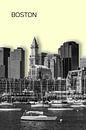 BOSTON Skyline | Graphic Art | gelb von Melanie Viola Miniaturansicht