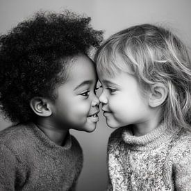 Süßes Porträt von zwei Kleinkindern von Schwarzer Kaffee