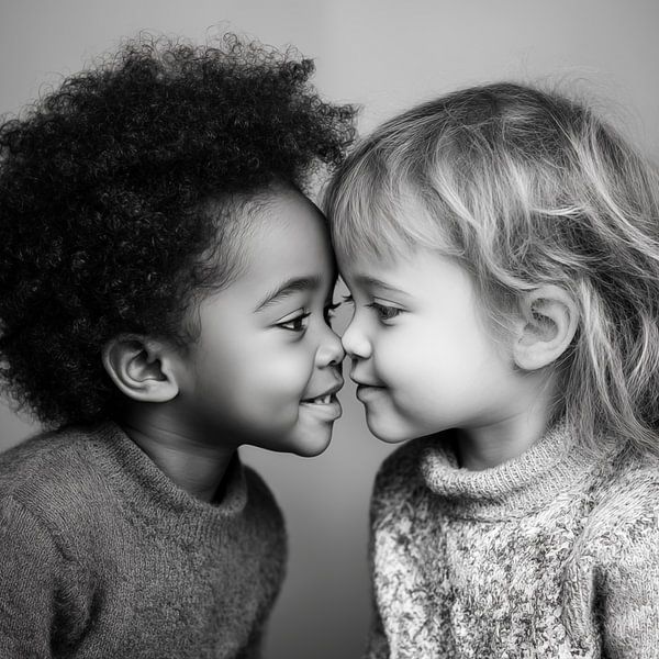 Doux portrait de deux enfants en bas âge par Cafe Noir